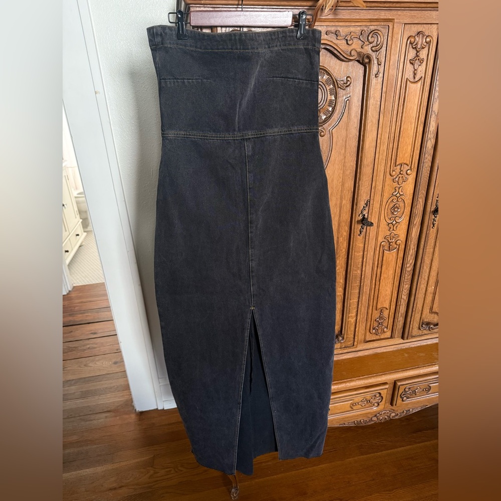 Beginning Boutique Black Denim Strapless Dress